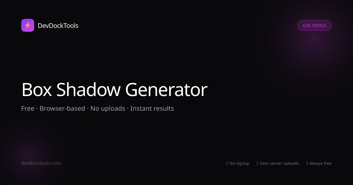 CSS Box Shadow Generator | DevDockTools
