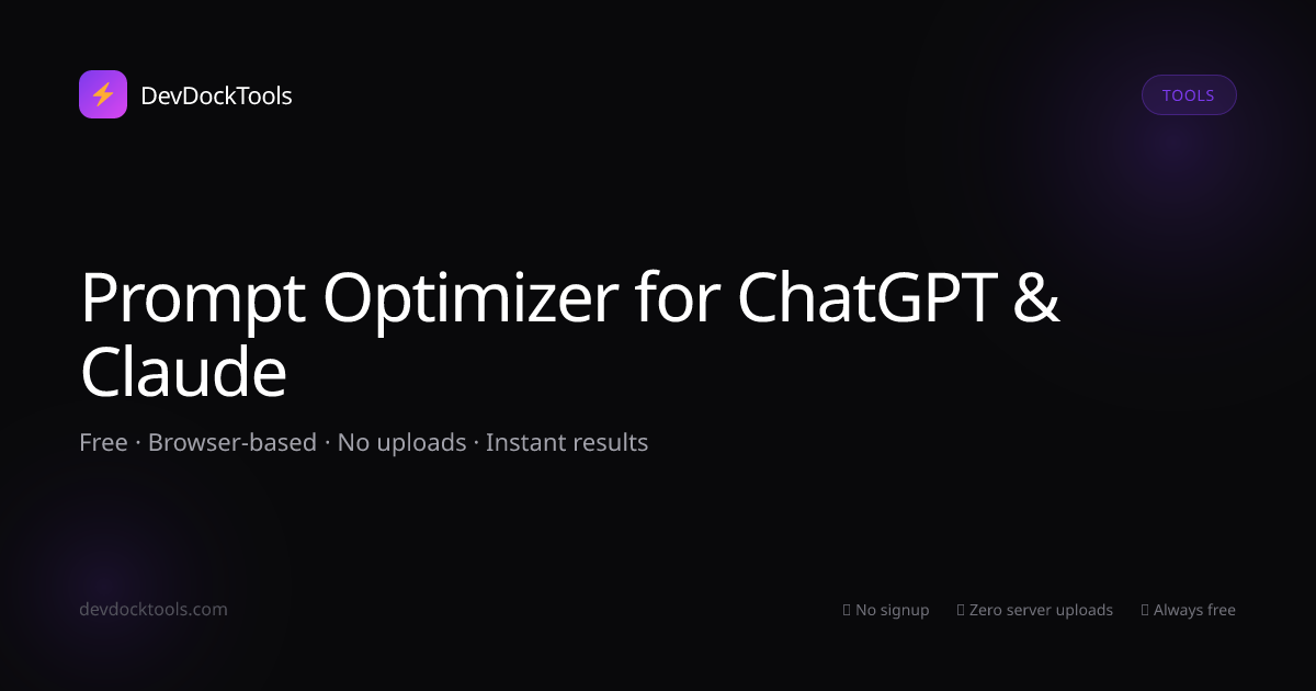 Prompt Optimizer for ChatGPT & Claude | DevDockTools