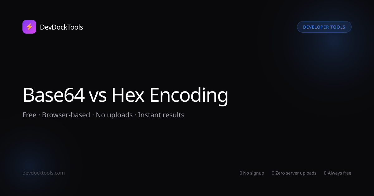Base64 vs Hex Encoding | DevDockTools