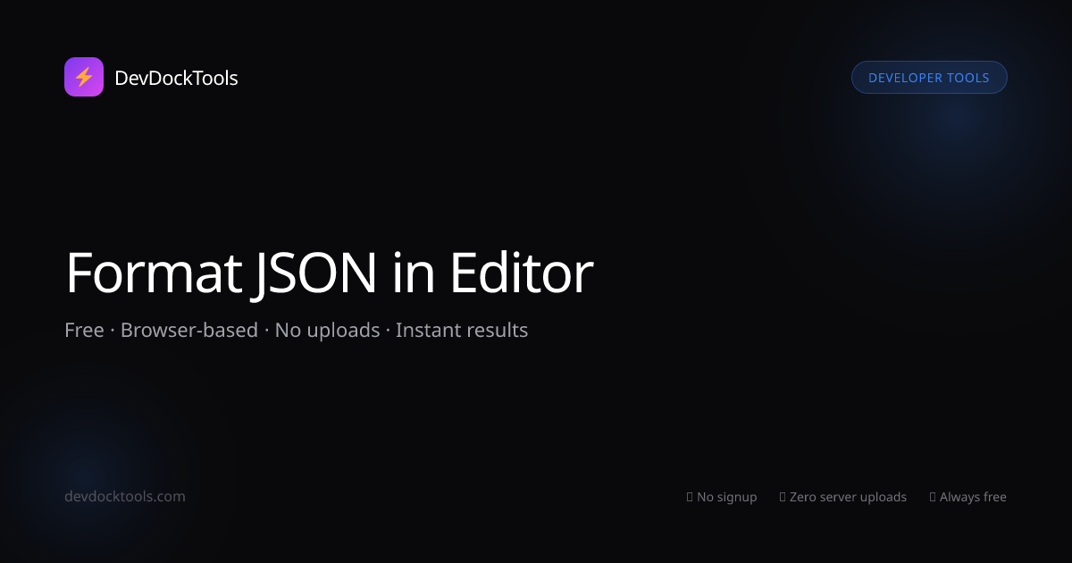 Format JSON in Editor | DevDockTools