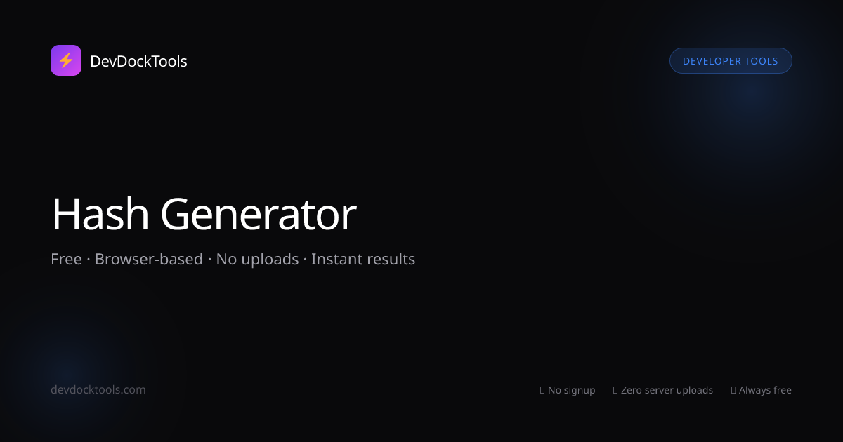 Hash Generator — SHA-256, MD5 | DevDockTools