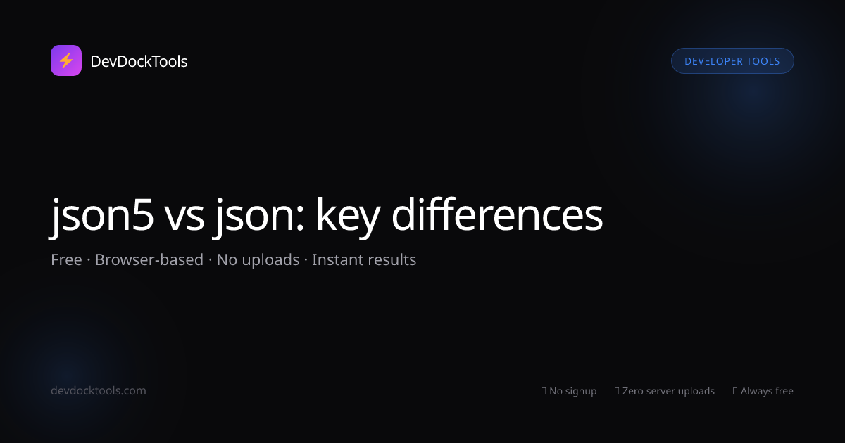 json5 vs json: key differences | DevDockTools