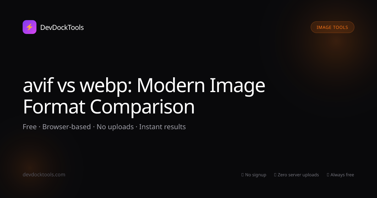 avif vs webp: Modern Image Format Comparison | DevDockTools