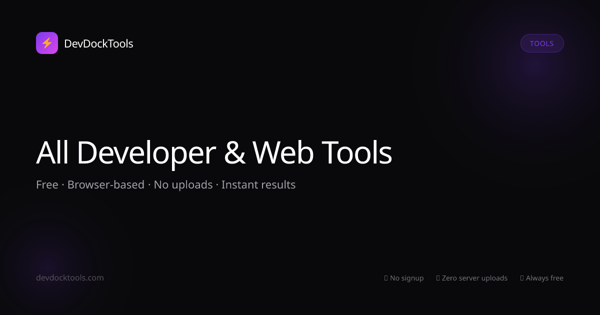 All Developer & Web Tools — Free Online | DevDockTools